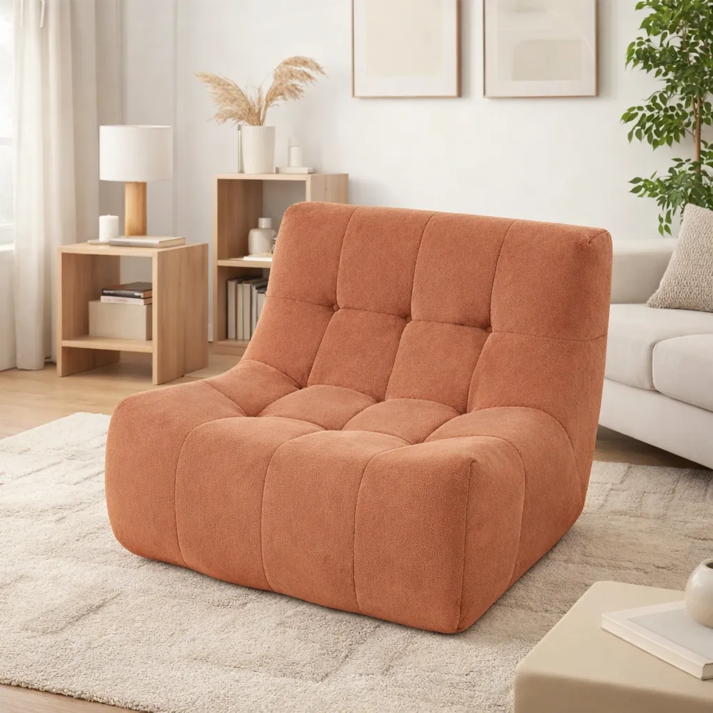Cozy orange compression chair in modern living room
