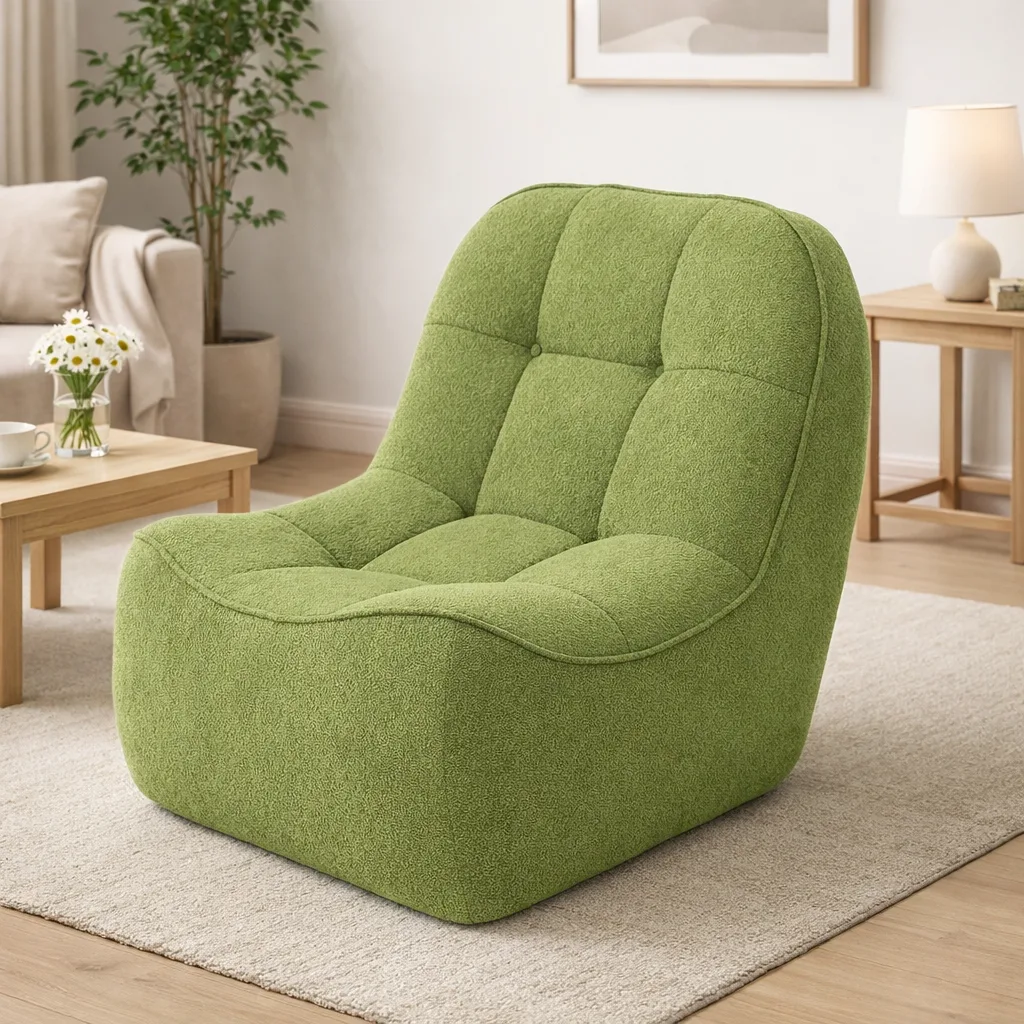 Green compressison singe sofa chair in cozy living room